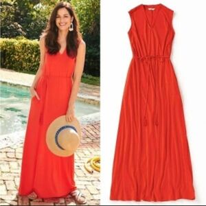 Matilda Jane Maxi Dress Size Large Red Sleeveless with pockets NEW